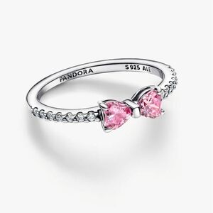 Pandora Silver Ring with Pink Gem Bow